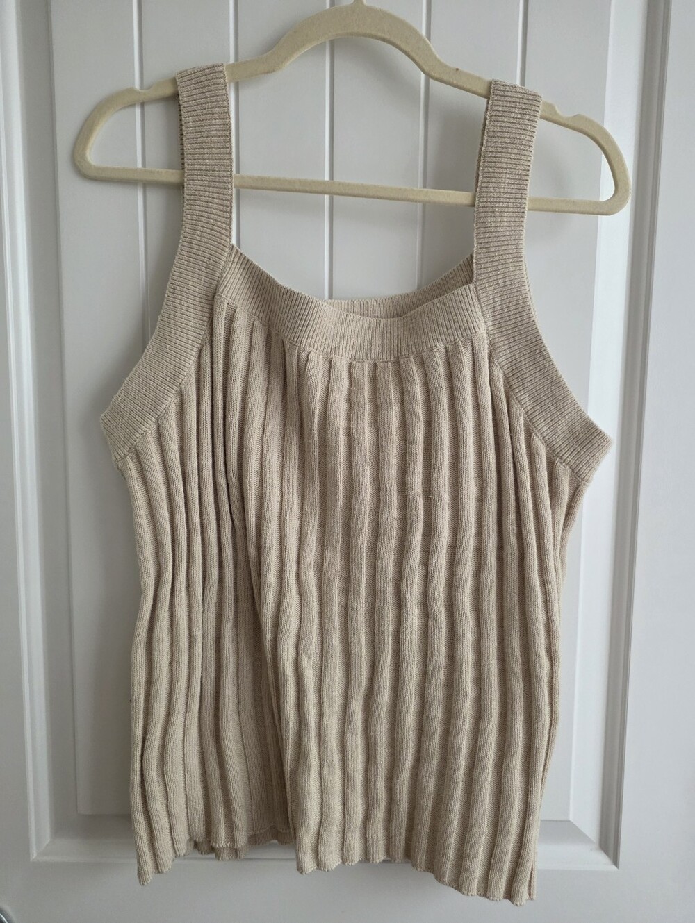LOFT Neutral Ribbed Knit Sweater Tank Top in Light Beige Plus Size XXL